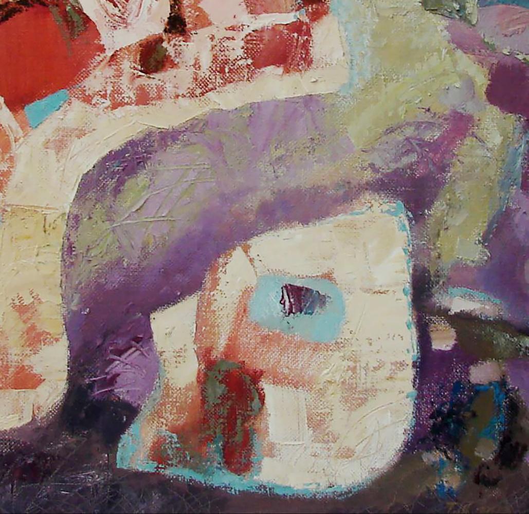 Oil painting Big and small by Tatyana Shulyak in vibrant purples, reds, cream