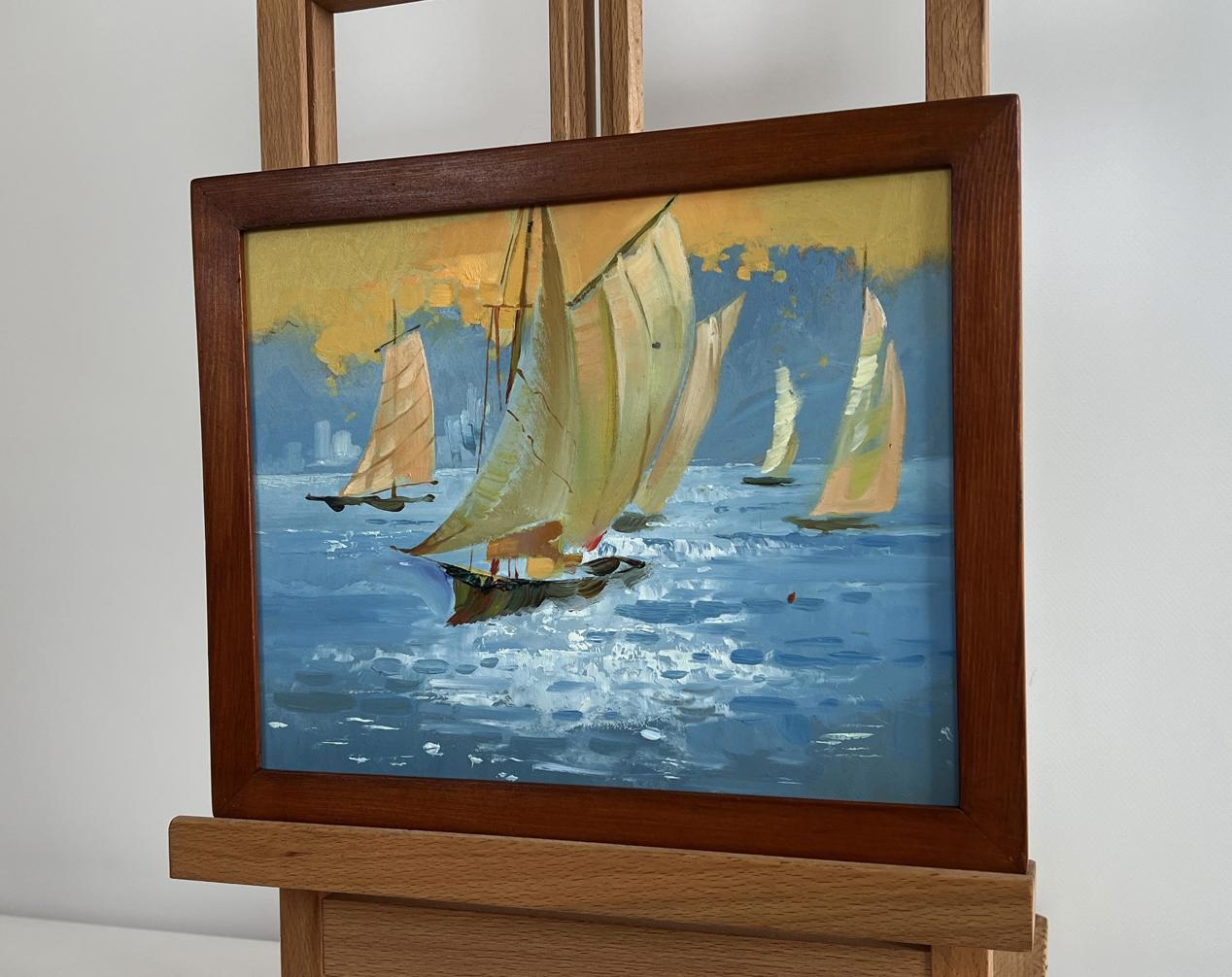Oil painting Sunset colors in the sea by Yuriy Suprunchuk in wooden frame