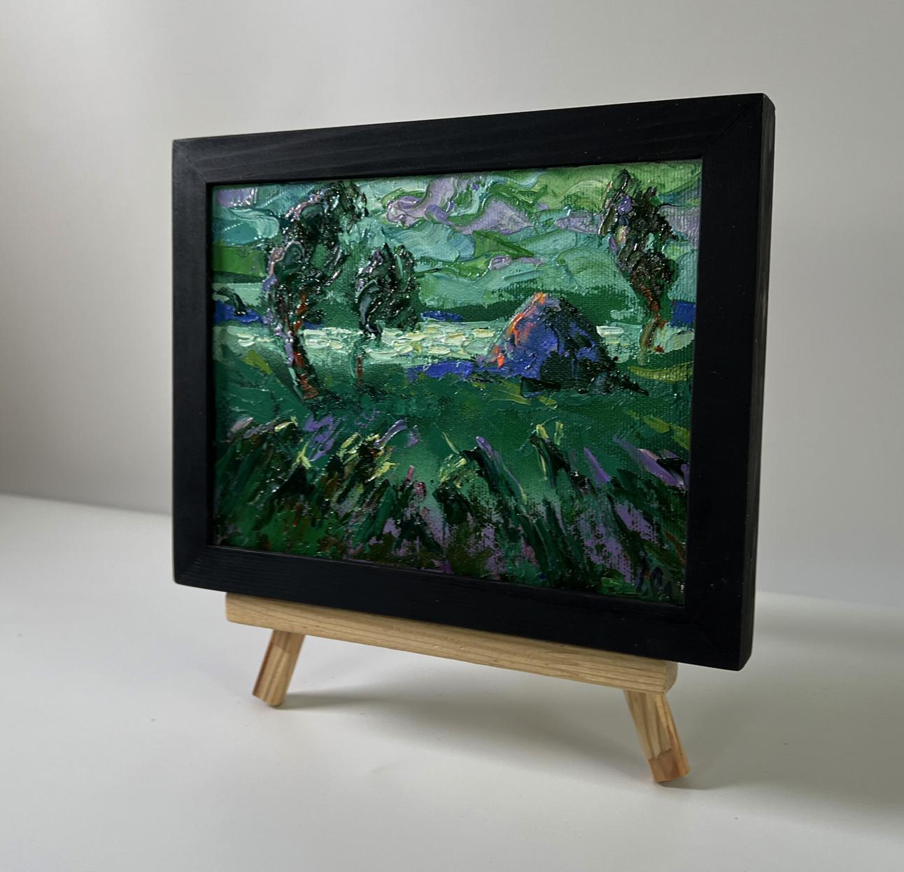 Oil painting There is a cold breeze in the field by Oleksiy Ivanyuk on easel