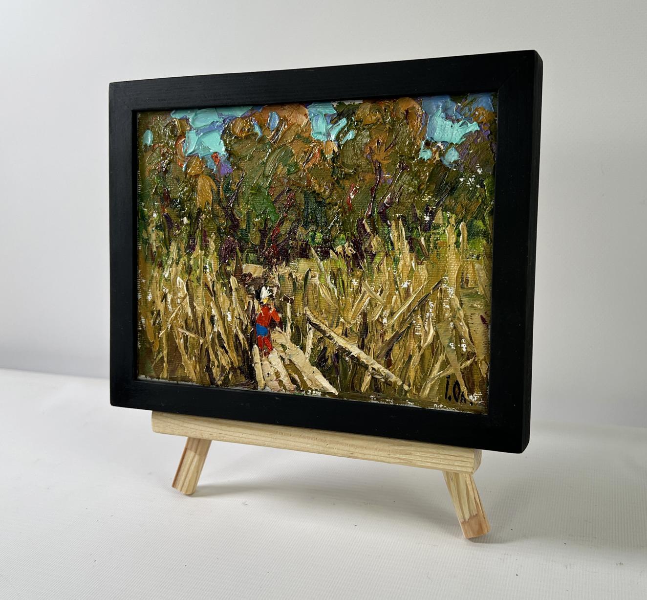 Oil painting Where the Reeds Whisper by Oleksiy Ivanyuk on wood easel