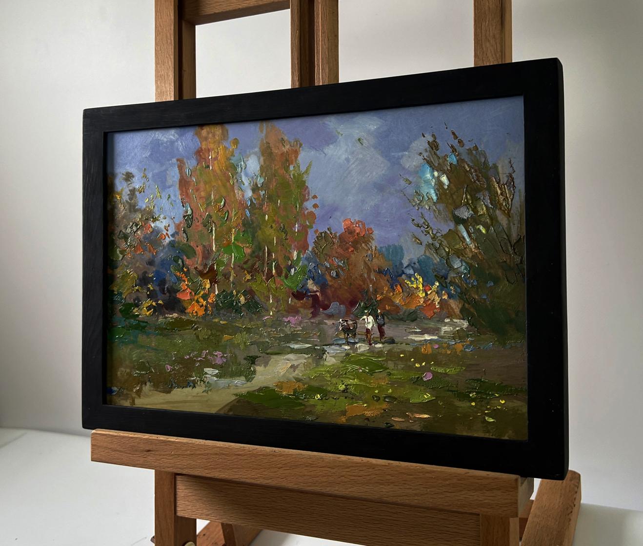 Oil painting Autumn forest by Yuriy Suprunchuk, vibrant autumn landscape