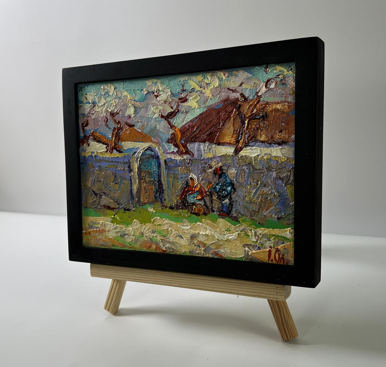 Oil painting Village memory by Oleksiy Ivanyuk rustic village scene