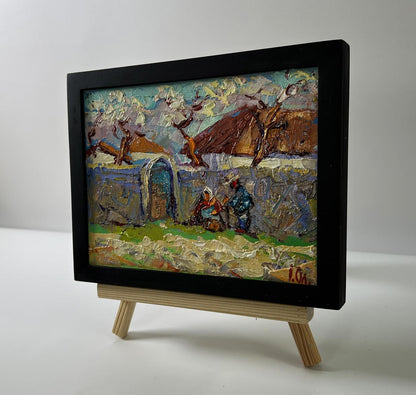 Oil painting Village memory by Oleksiy Ivanyuk rustic village scene