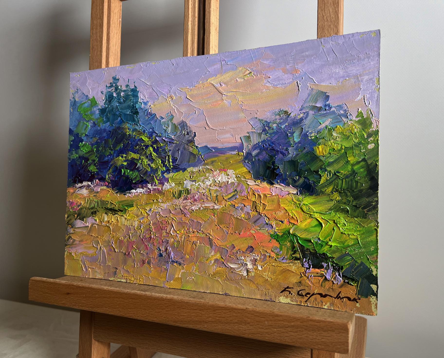 Vibrant oil painting of summer flower meadow by Boris Serdyuk