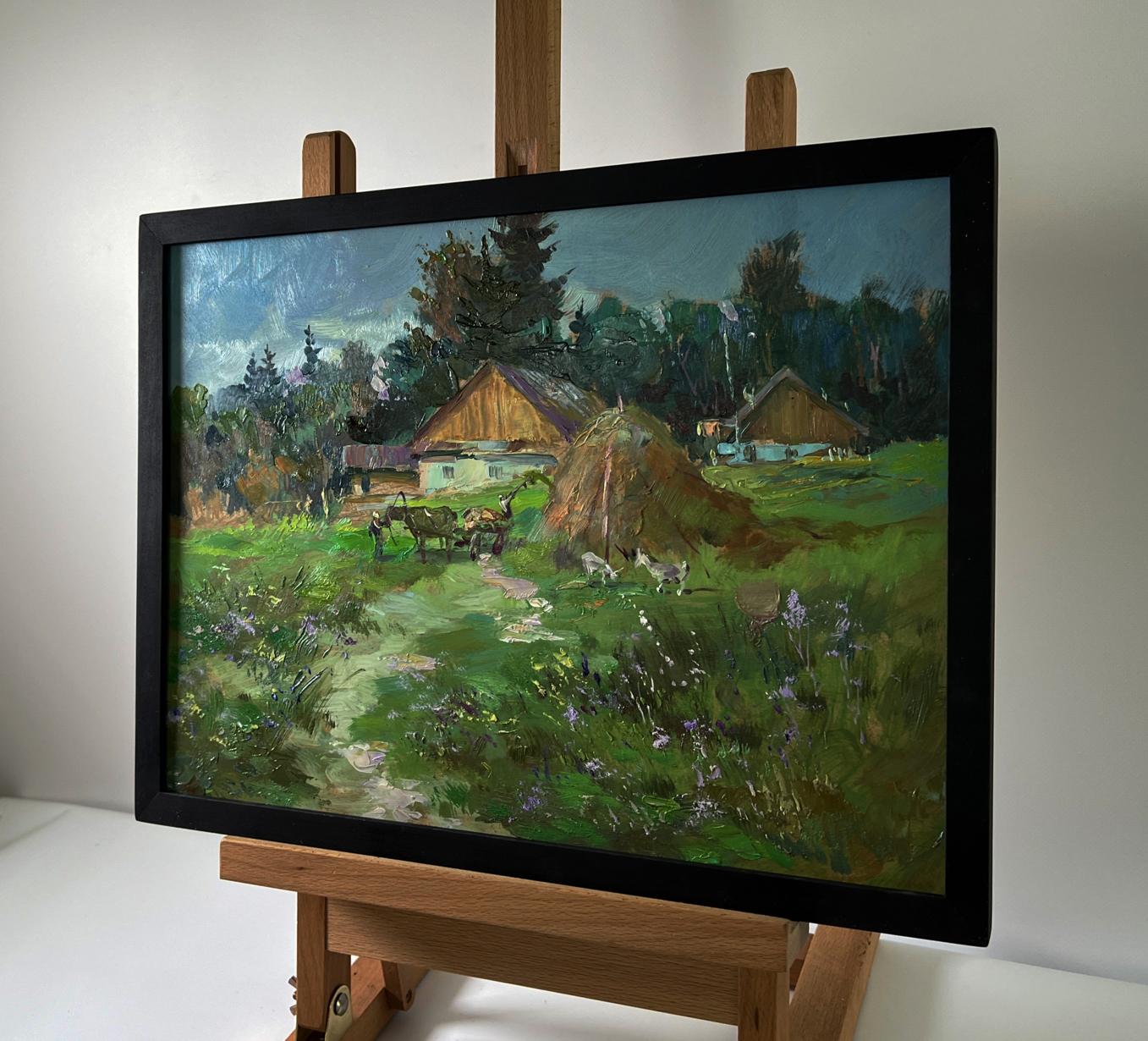 Framed oil painting of rustic countryside by Yuriy Suprunchuk