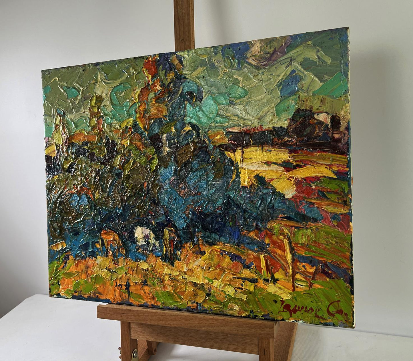 Vibrant oil painting Autumn aflame of fire by Oleksiy Ivanyuk landscape