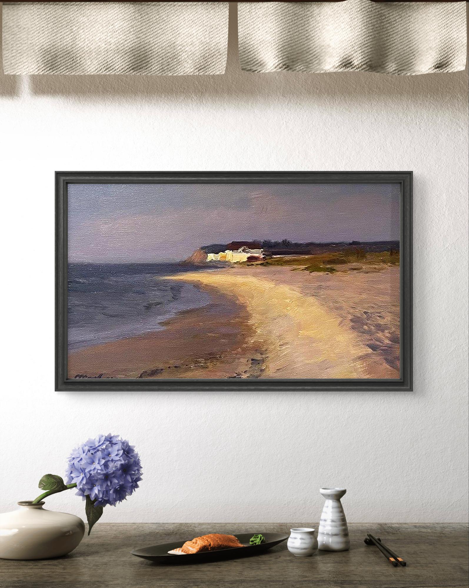 Oil painting Black Sea coast by Sergey Sergeev, black frame