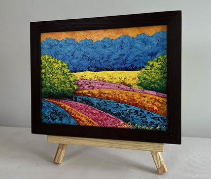 Oil painting Summer twilight in the forest by V. Zadorozhnya in black frame