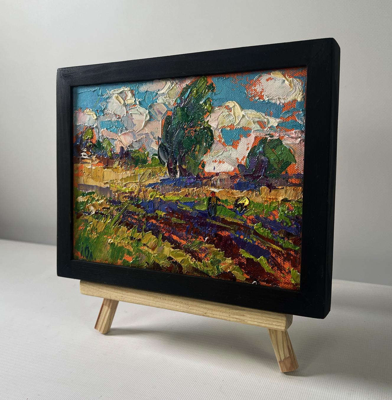 Oil painting The beginning of the harvest in the garden by Oleksiy Ivanyuk, framed