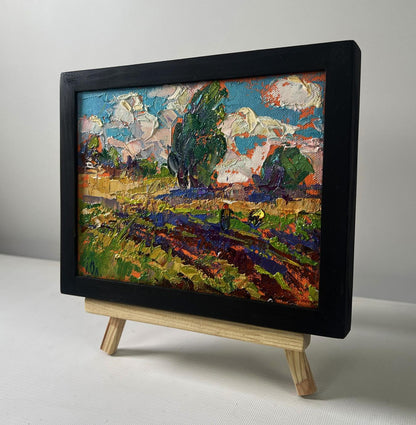 Oil painting The beginning of the harvest in the garden by Oleksiy Ivanyuk, framed