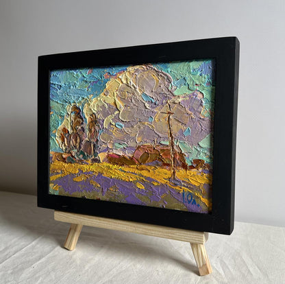 Oil painting Early autumn morning by Oleksiy Ivanyuk in black frame