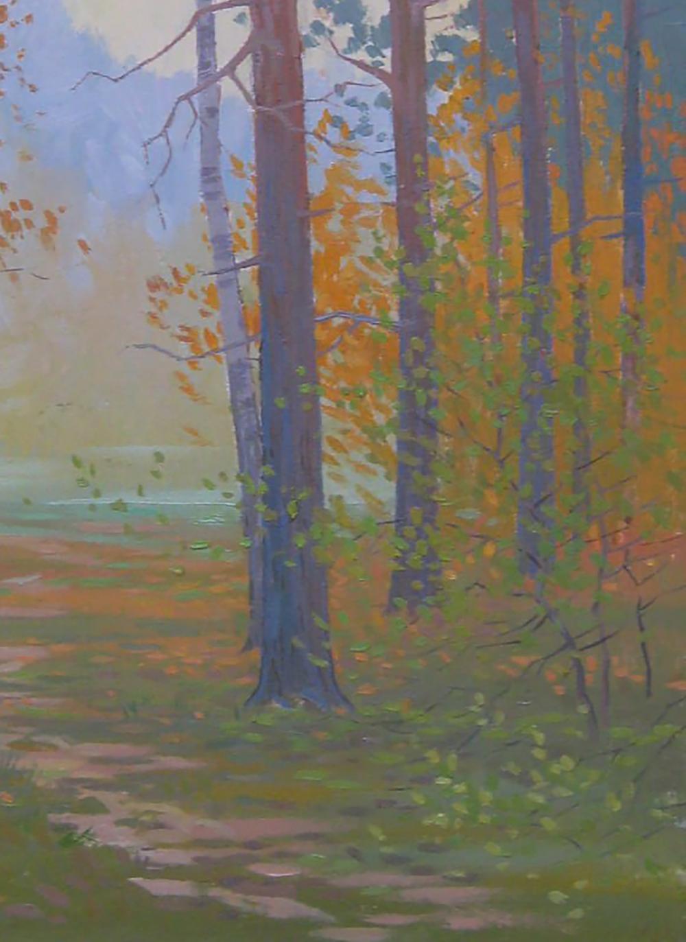 Oil painting of autumn forest walk by Valery Savenets