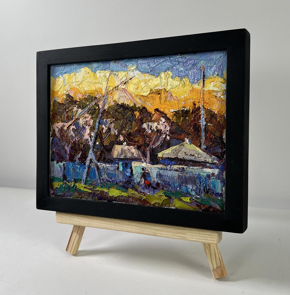 Oil painting Shadows of Evening by Oleksiy Ivanyuk in black frame