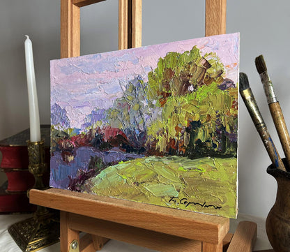 Oil painting Hot August Day by Boris Serdyuk, textured impasto landscape