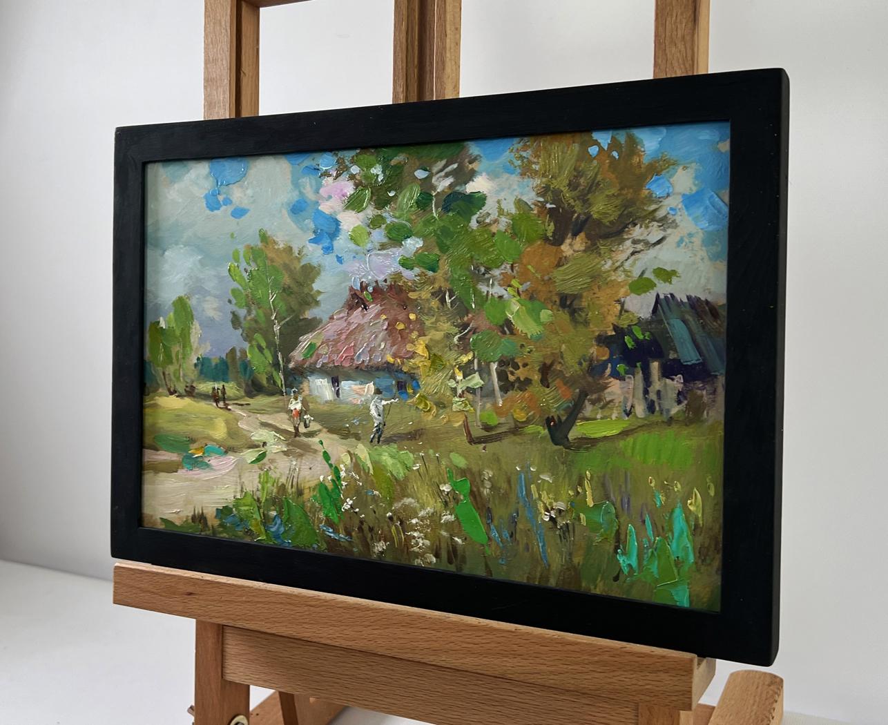 Framed impressionist oil painting Memories near the house by Yuriy Suprunchuk