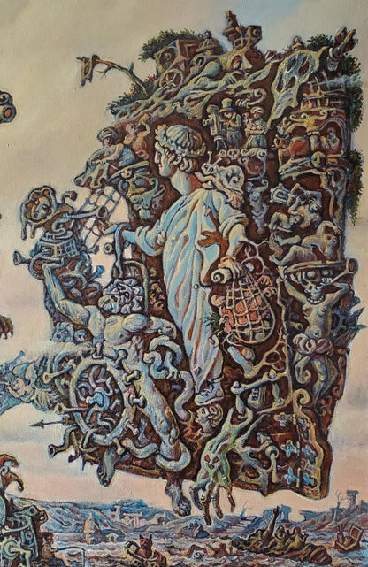 Oil painting Ancient Sea Visions by Daniil Litvinov, surreal sea mythology