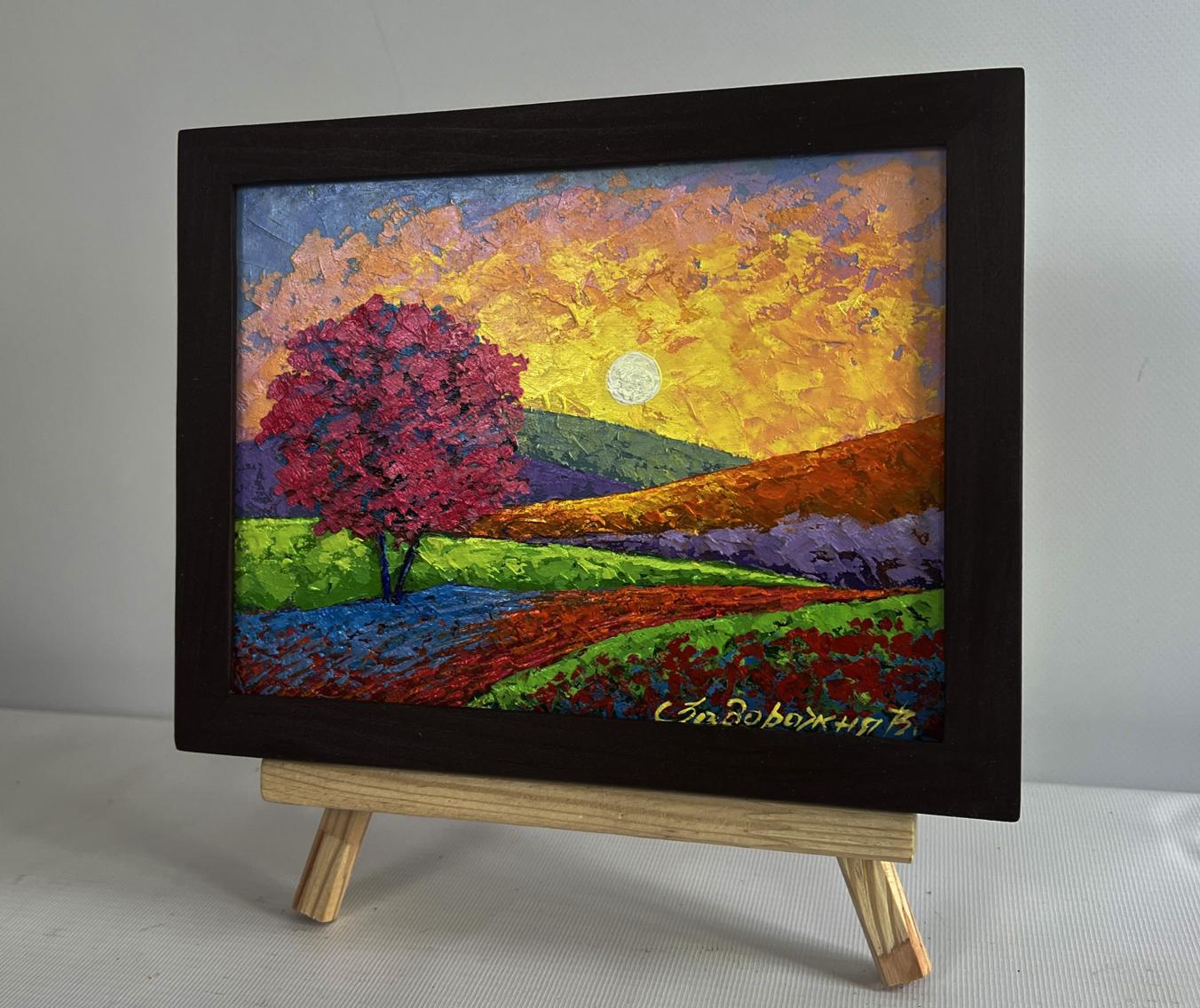Oil painting Path to the mountain valley V. Zadorozhnya vibrant surreal landscape