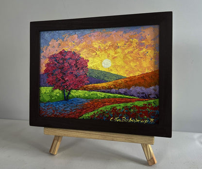 Oil painting Path to the mountain valley V. Zadorozhnya vibrant surreal landscape