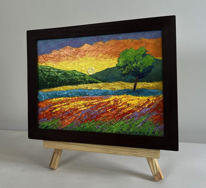 Oil painting A light breeze in the evening by V. Zadorozhnya in wooden frame
