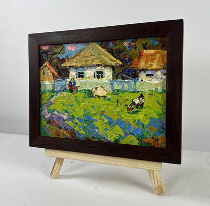 Vibrant impressionist oil painting Silence filled with warmth by Oleksiy Ivanyuk in dark frame