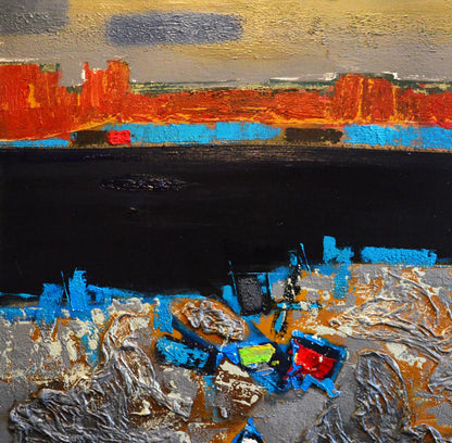 Oil painting At the River by Natalia Korf-Ivaniuk with bold abstract strokes