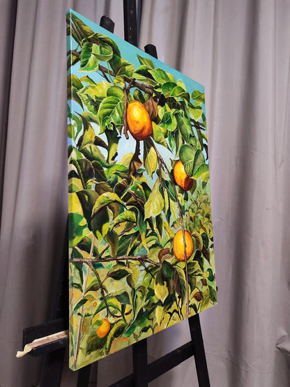 Oil painting of Japanese pear tree by Oksana Sklym on canvas