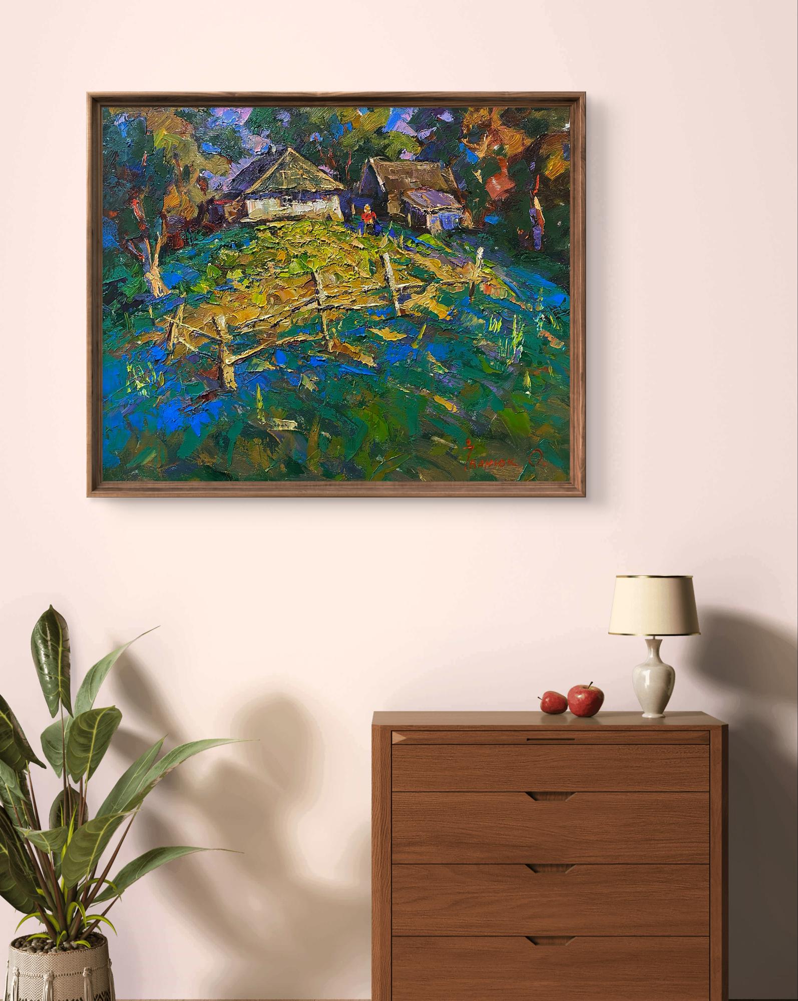 Framed Oleksiy Ivanyuk oil painting Autumn gardens rural landscape
