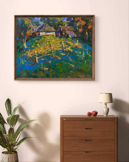 Framed Oleksiy Ivanyuk oil painting Autumn gardens rural landscape