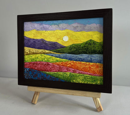 Oil painting The sun is behind the mountains by V. Zadorozhnya in dark frame