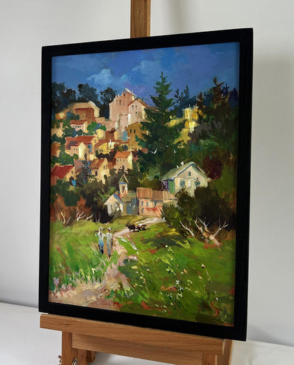 Framed oil painting Streets that hide stories and dreams by Yuriy Suprunchuk