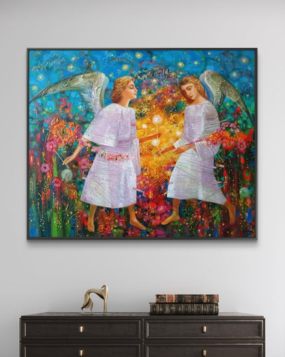 Abstract oil painting Two angels Anatoly Tarabanov
