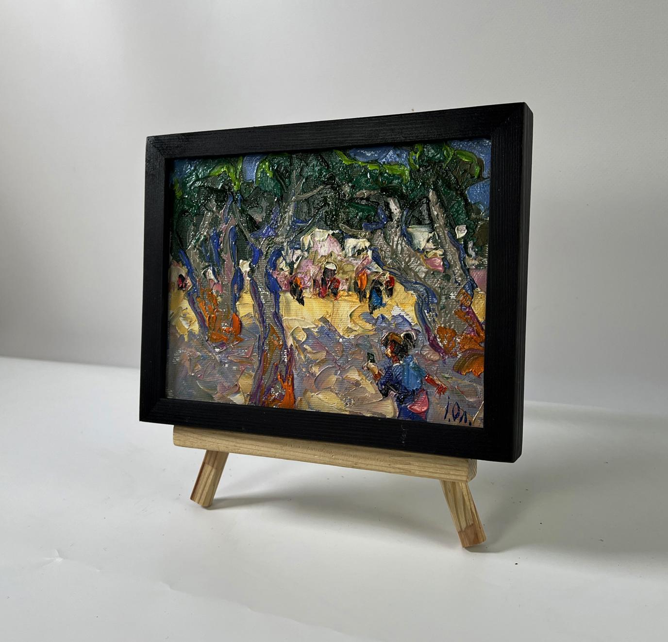 Oil painting Walk in the Park by Oleksiy Ivanyuk, vibrant impressionistic scene