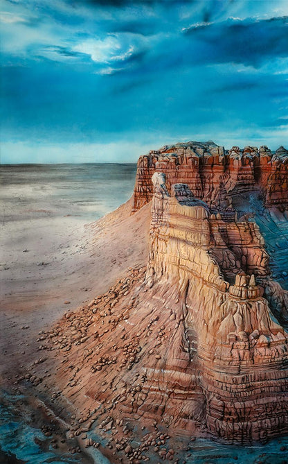 Acrylic painting Lonely Mountain in the Badlands Johannes Wessmark