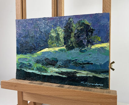Oil painting Not far from the lake by Boris Serdyuk, textured landscape
