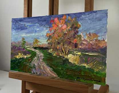 Oil painting Autumn Reflected on the Face of the River by Boris Serdyuk