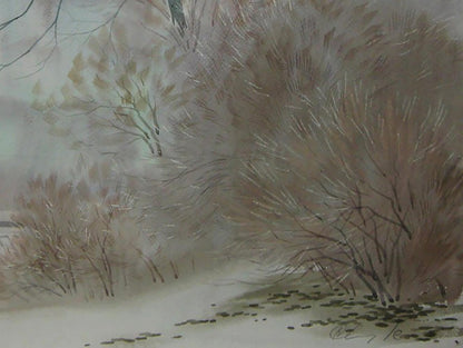 Watercolor painting Before Spring by Valery Savenets, bare bushes