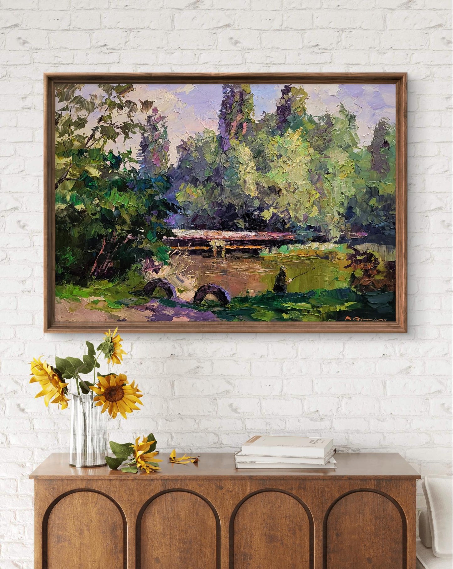 Oil painting Alone with the river by Boris Serdyuk impressionist landscape