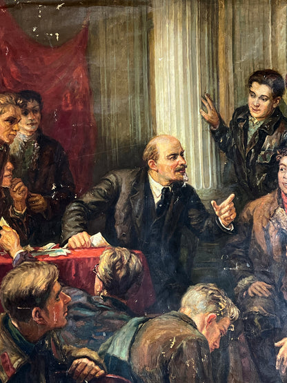Oil painting Lenin among delegates of the 3rd Congress of Komsomol Viktor Terentyev