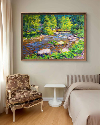 Vibrant impressionist oil painting April morning at the temple by Boris Serdyuk