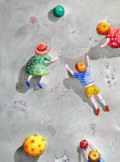 Watercolor painting Sunny Childhood Olena Klimenko