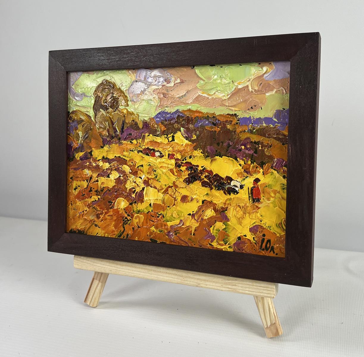 Oil painting Autumn is floating over the horizon by Oleksiy Ivanyuk in dark frame