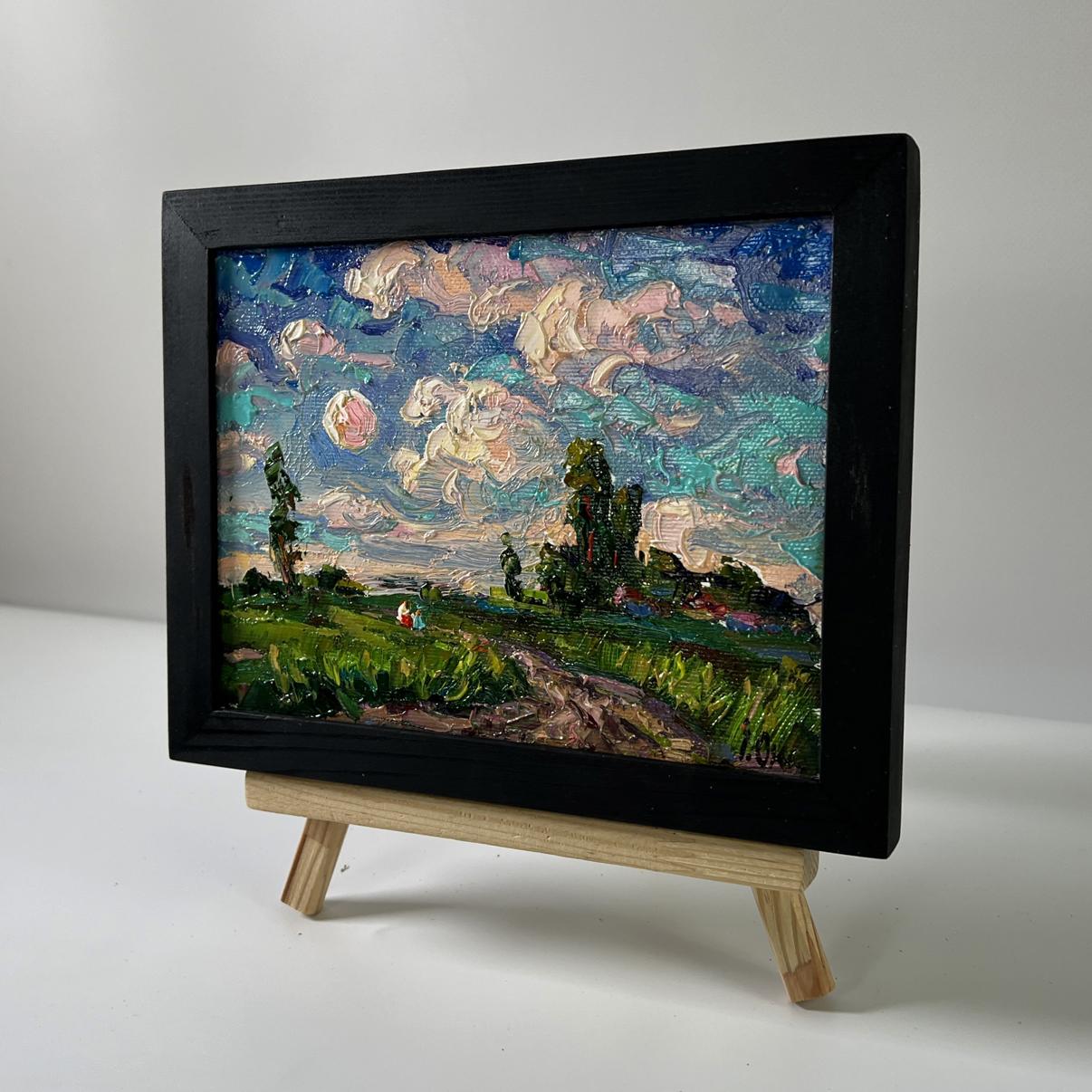 Oil painting Outside the village by Oksana Ivanyuk vibrant landscape