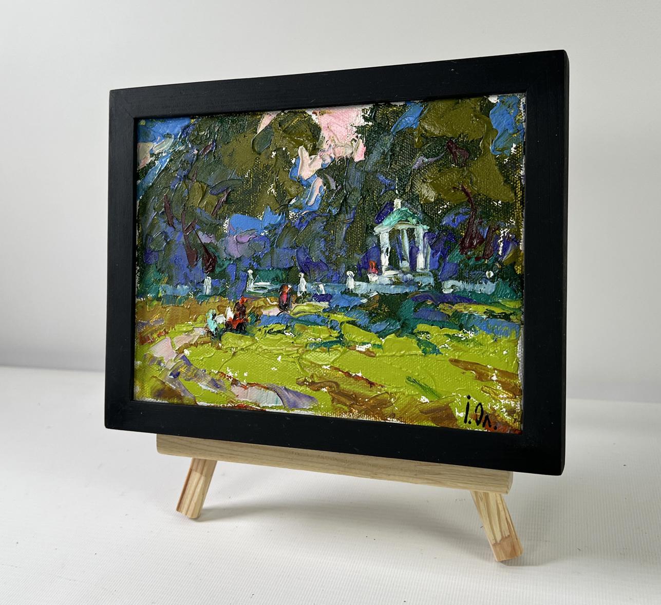 Oil painting A Walk in the Park by Oleksiy Ivanyuk lush garden scene