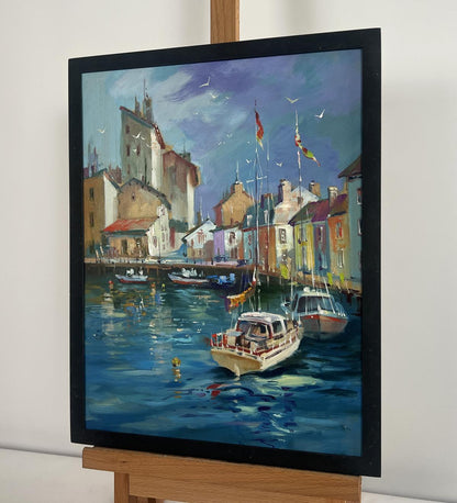 Oil painting of Venice yachts on water by Yuriy Suprunchuk