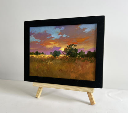 Oil painting Gold of the passing day by Yuriy Suprunchuk on wooden easel