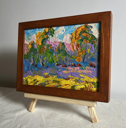 Oil painting Autumn colors of nature by Oleksiy Ivanyuk in wooden frame