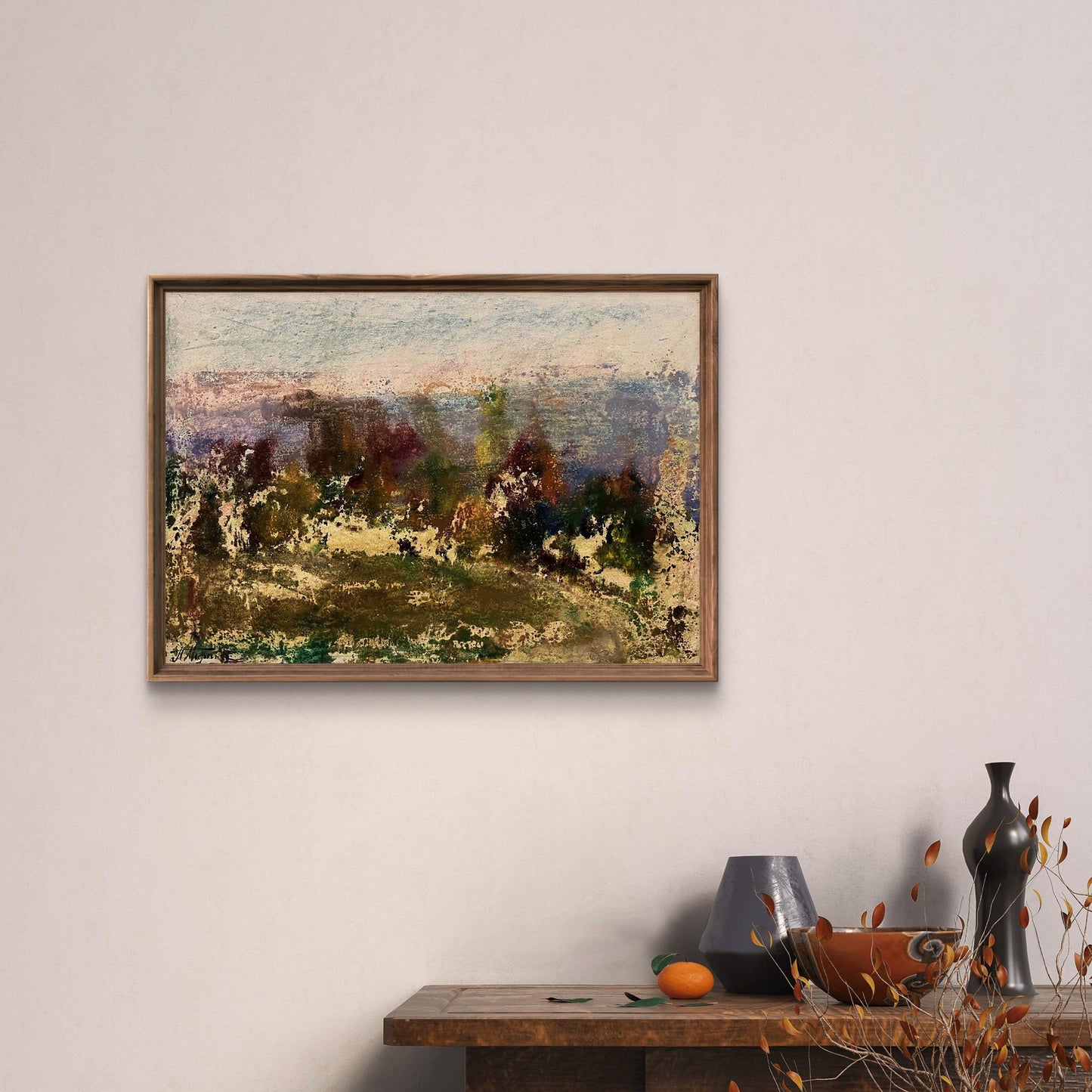 Oil painting Thoughts about nature by Pavlo Miroshnychenko, rustic impressionist landscape