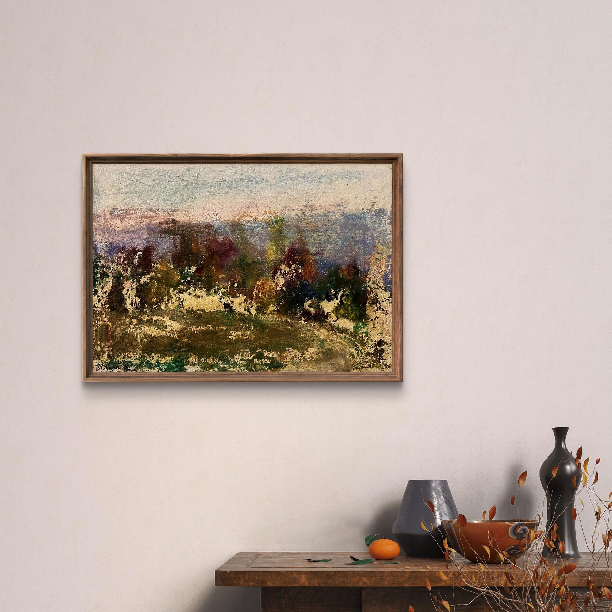 Oil painting Thoughts about nature by Pavlo Miroshnychenko, rustic impressionist landscape