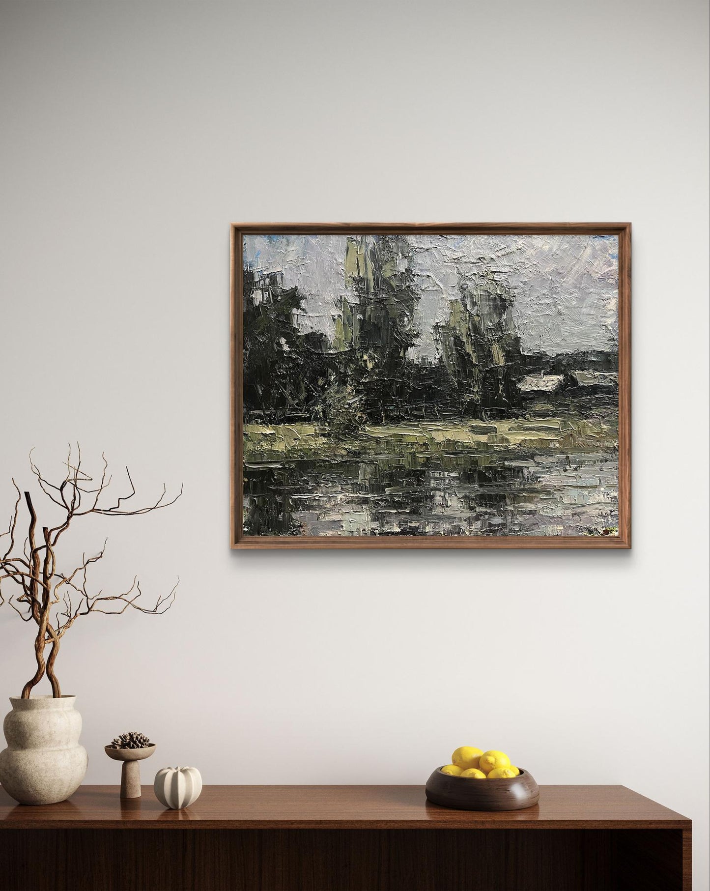 Framed Oil Painting River Etude by Volodymyr Pashchenko abstract landscape