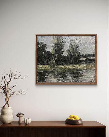 Framed Oil Painting River Etude by Volodymyr Pashchenko abstract landscape